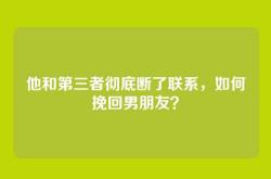 他和第三者彻底断了联系，如何挽回男朋友？