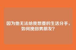 因为他无法给我想要的生活分手，如何挽回男朋友？