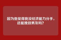因为他觉得我没经济能力分手，还能挽回男友吗？