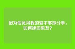 因为他觉得我的爱不够深分手，如何挽回男友？