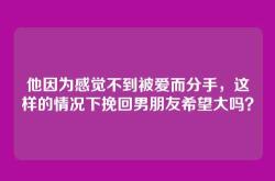 他因为感觉不到被爱而分手，这样的情况下挽回男朋友希望大吗？
