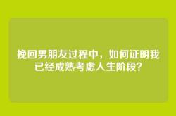 挽回男朋友过程中，如何证明我已经成熟考虑人生阶段？