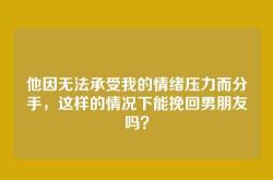 他因无法承受我的情绪压力而分手，这样的情况下能挽回男朋友吗？