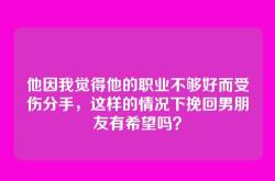 他因我觉得他的职业不够好而受伤分手，这样的情况下挽回男朋友有希望吗？