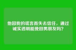 他因我的谎言而失去信任，通过诚实透明能挽回男朋友吗？