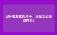 因环境变化而分手，现在怎么挽回男友？