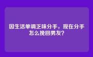 因生活单调乏味分手，现在分手怎么挽回男友？