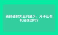 新鲜感缺失且沟通少，分手还有机会挽回吗？