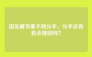 因发展节奏不同分手，分手还有机会挽回吗？