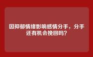 因抑郁情绪影响感情分手，分手还有机会挽回吗？