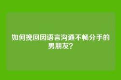 如何挽回因语言沟通不畅分手的男朋友？