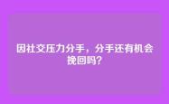 因社交压力分手，分手还有机会挽回吗？