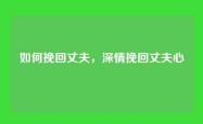 如何挽回丈夫，深情挽回丈夫心