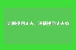如何挽回丈夫，深情挽回丈夫心