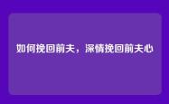 如何挽回前夫，深情挽回前夫心