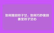如何挽回双子女，如何巧妙挽回善变双子女心