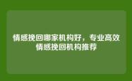 情感挽回哪家机构好，专业高效情感挽回机构推荐
