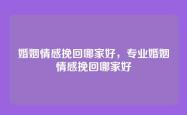 婚姻情感挽回哪家好，专业婚姻情感挽回哪家好