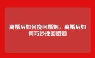 离婚后如何挽回婚姻，离婚后如何巧妙挽回婚姻