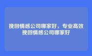 挽回情感公司哪家好，专业高效挽回情感公司哪家好