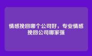 情感挽回哪个公司好，专业情感挽回公司哪家强