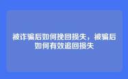 被诈骗后如何挽回损失，被骗后如何有效追回损失