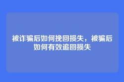 被诈骗后如何挽回损失，被骗后如何有效追回损失