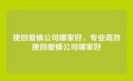 挽回爱情公司哪家好，专业高效挽回爱情公司哪家好