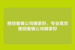 挽回爱情公司哪家好，专业高效挽回爱情公司哪家好
