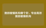 挽回爱情机构哪个好，专业高效挽回爱情机构