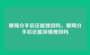 摩羯分手后还能挽回吗，摩羯分手后还能深情挽回吗