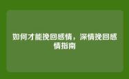 如何才能挽回感情，深情挽回感情指南