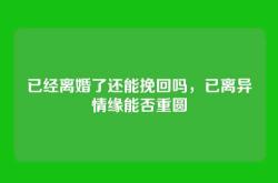 已经离婚了还能挽回吗，已离异情缘能否重圆