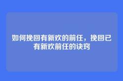 如何挽回有新欢的前任，挽回已有新欢前任的诀窍