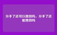 分手了还可以挽回吗，分手了还能挽回吗