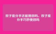 双子座分手还能挽回吗，双子座分手巧妙挽回吗