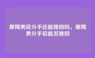 摩羯男说分手还能挽回吗，摩羯男分手后能否挽回