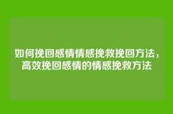 如何挽回感情情感挽救挽回方法，高效挽回感情的情感挽救方法
