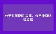分手如何挽回 攻略，分手挽回终极攻略