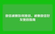 微信被删如何挽回，被删微信好友挽回指南