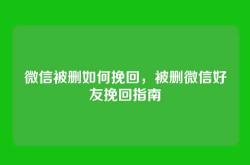 微信被删如何挽回，被删微信好友挽回指南