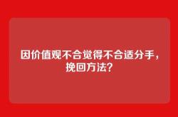 因价值观不合觉得不合适分手，挽回方法？