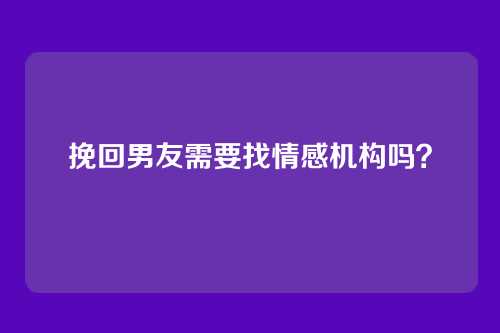 挽回男友需要找情感机构吗？