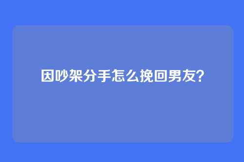 因吵架分手怎么挽回男友？