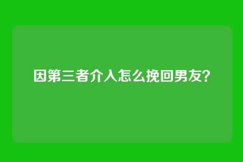 因第三者介入怎么挽回男友？