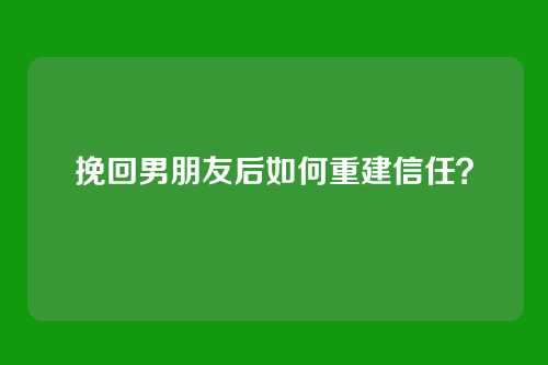 挽回男朋友后如何重建信任？
