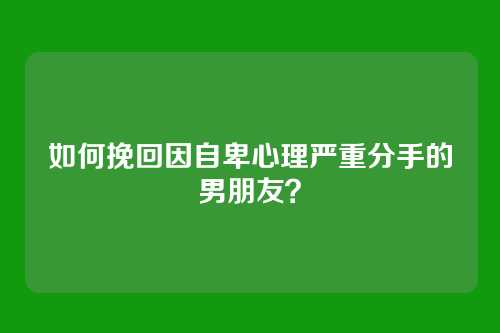 如何挽回因自卑心理严重分手的男朋友？