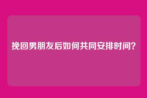 挽回男朋友后如何共同安排时间？
