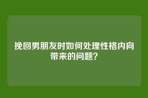 挽回男朋友时如何处理性格内向带来的问题？