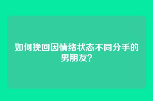 如何挽回因情绪状态不同分手的男朋友？